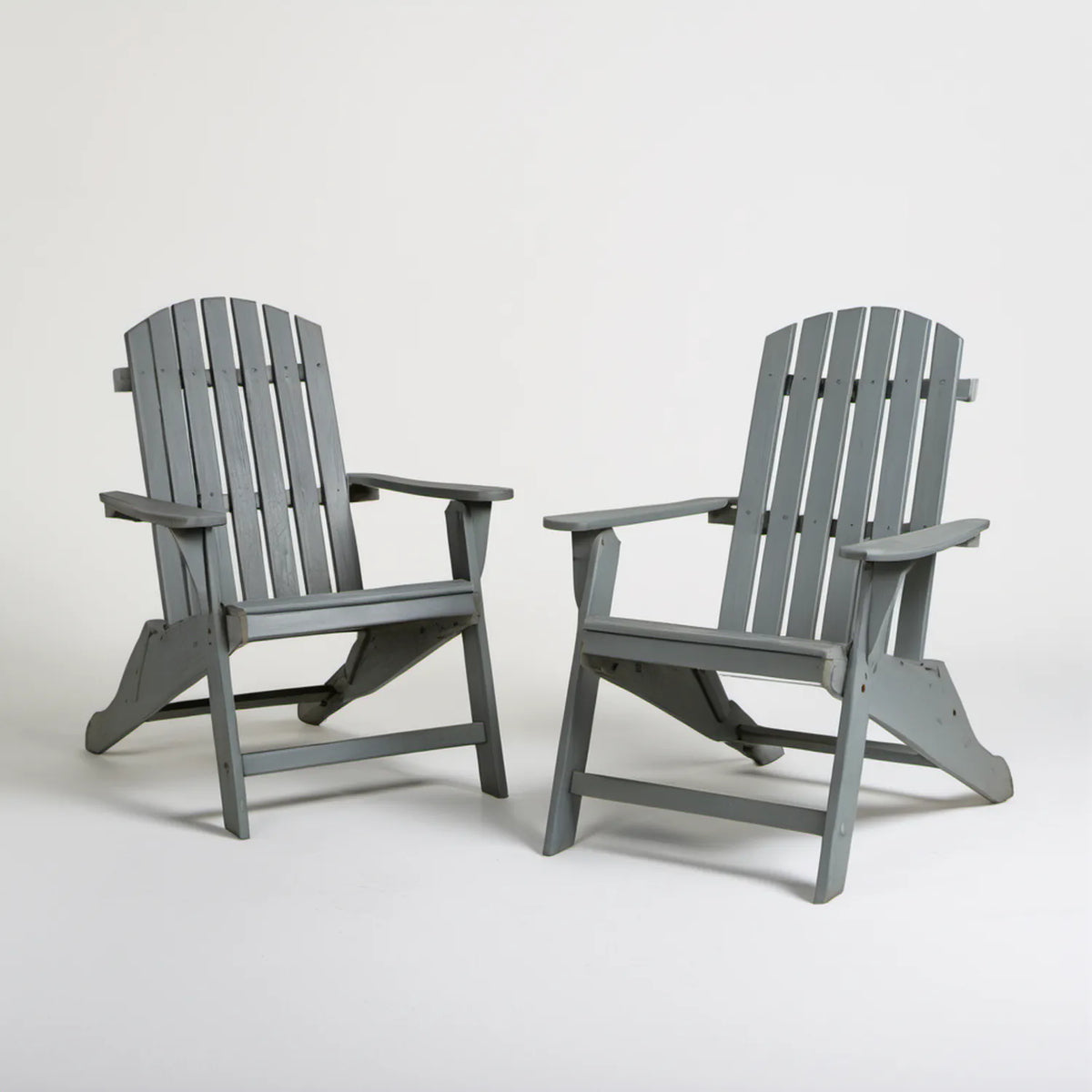 Zestaw 2 szarych foteli ogrodowych Adirondack z litego drewna jodłowego 77 x 88 x 92 cm