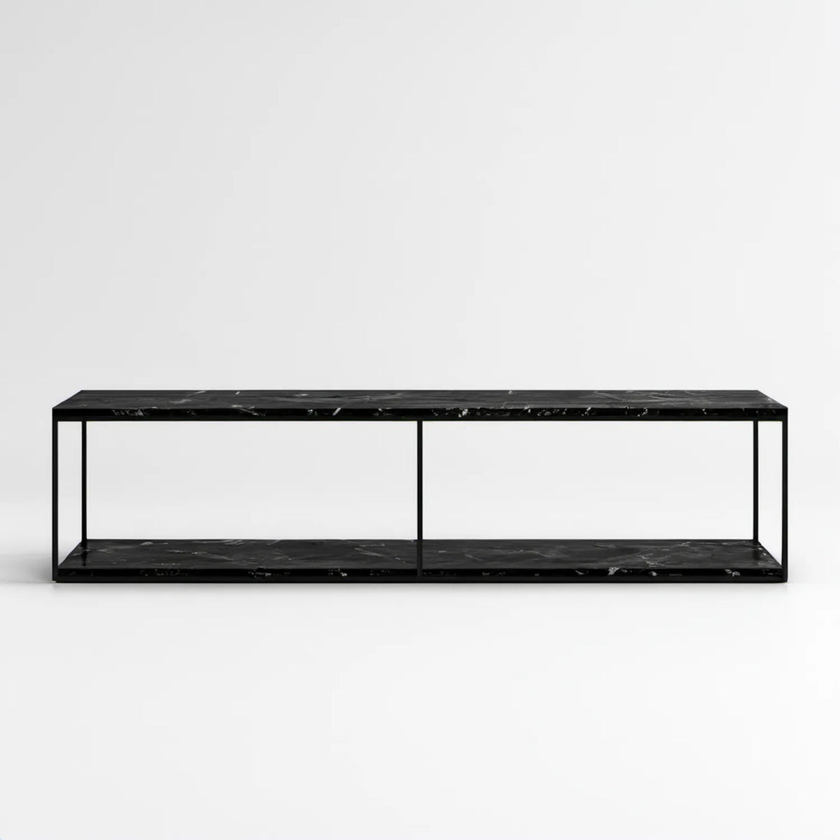 Czarna szafka RTV z efektem czarnego marmuru, 180 x 40 x 45 cm
