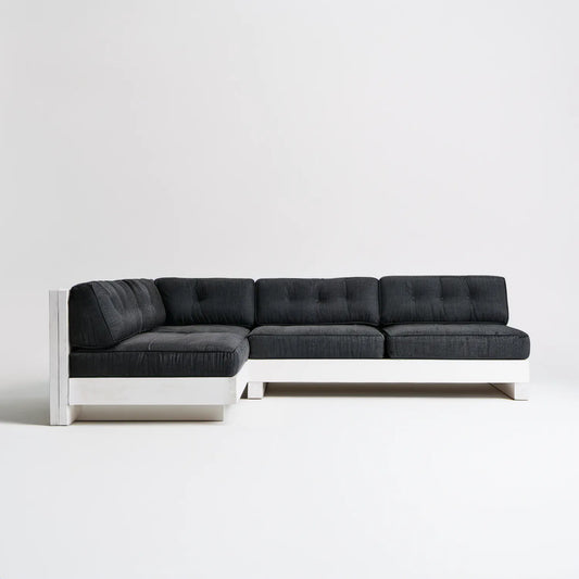 Ogrodowy narożnik lewostronny czarno-biały z aluminiową ramą 270 × 150 × 75 cm