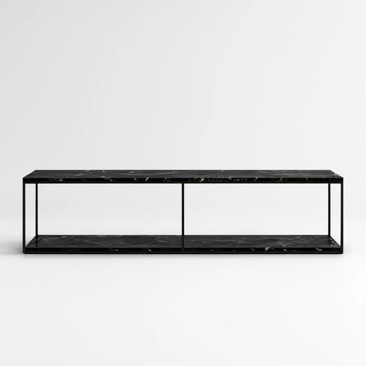 Czarna szafka RTV z efektem czarnego marmuru, 180 x 40 x 45 cm