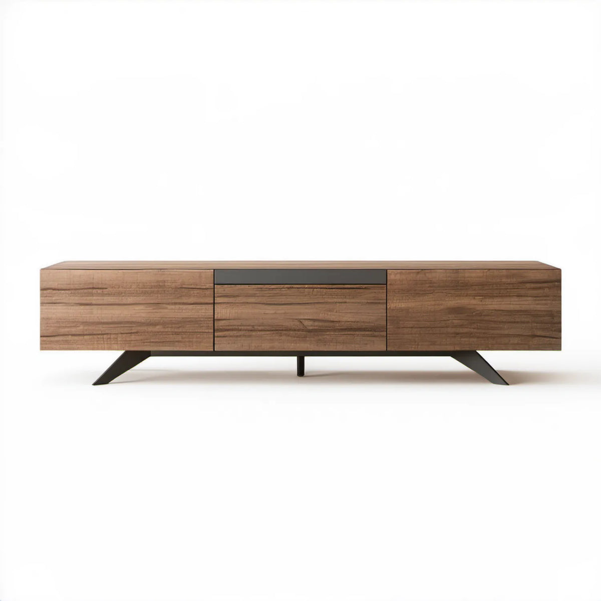 Szafka RTV brązowo-czarna 160 x 40 x 50 cm z laminowanej płyty wiórowej