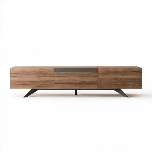 Szafka RTV brązowo-czarna 160 x 40 x 50 cm z laminowanej płyty wiórowej