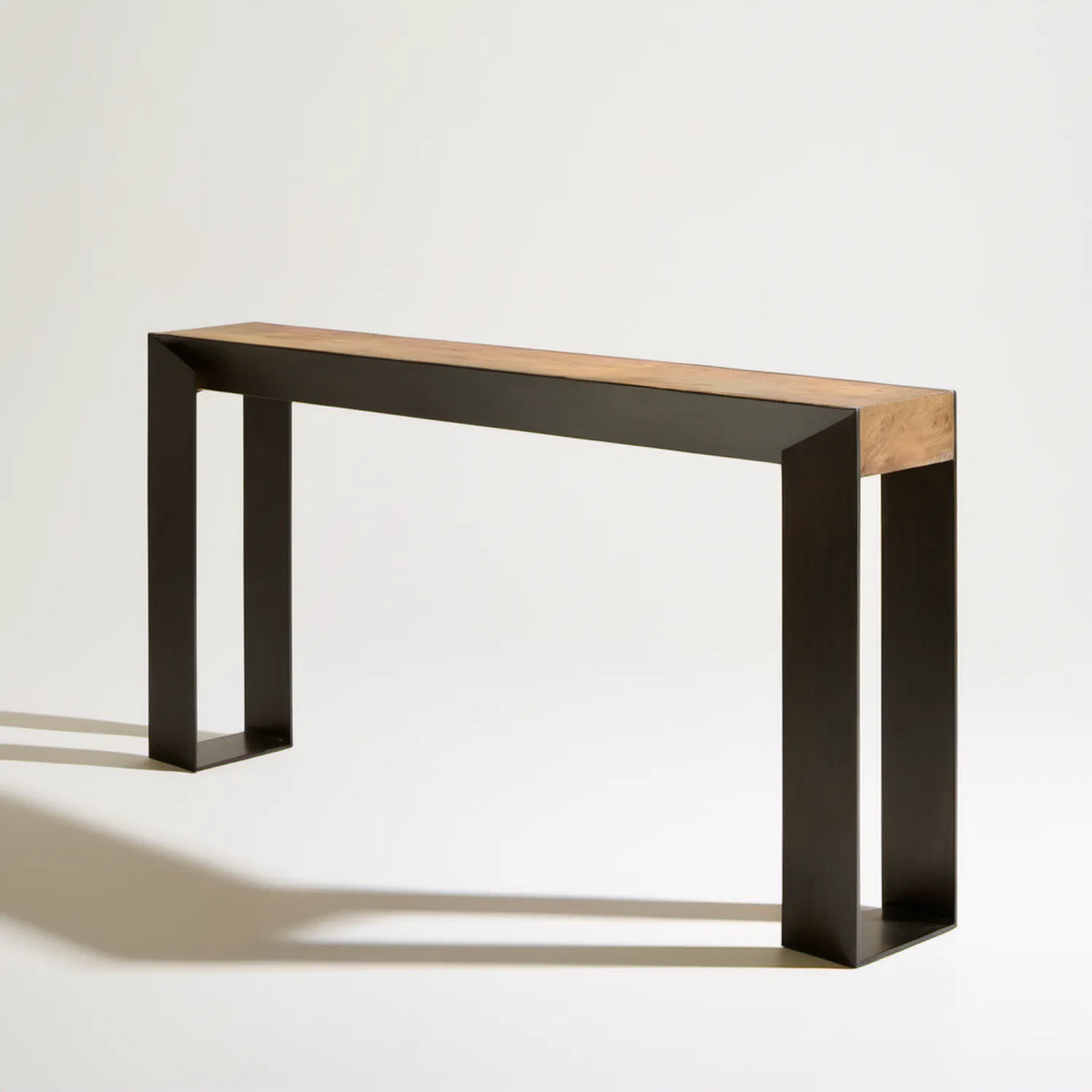 Konsola z litego dębu i czarnej stali 120 x 35 x 80 cm
