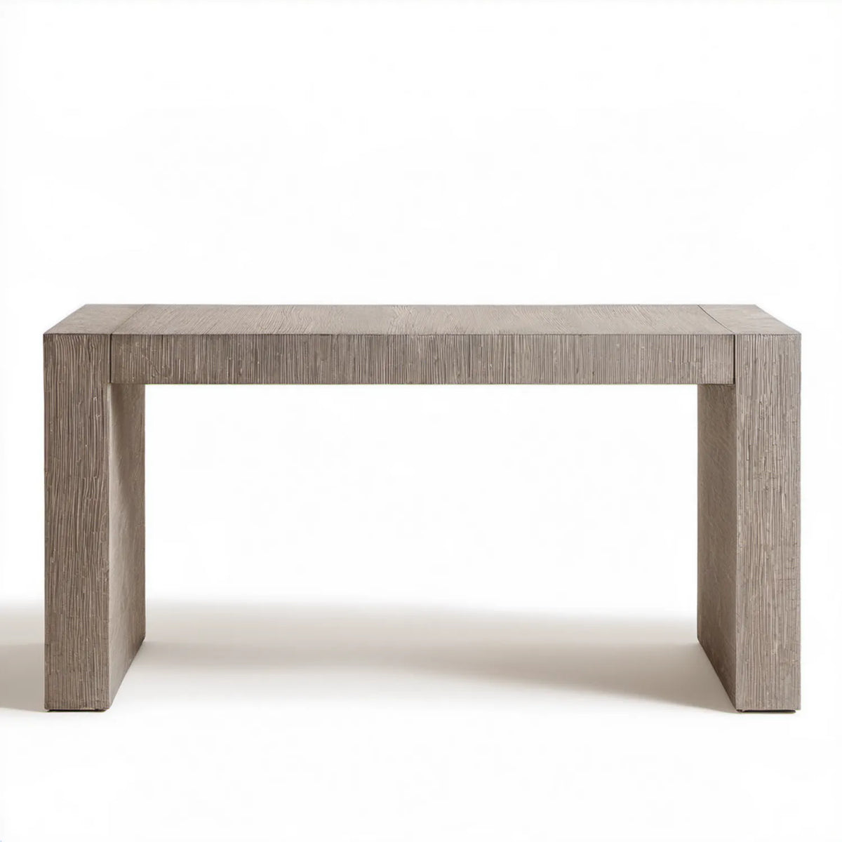 Ryflowana konsola szarobrązowa 120 x 35 x 76 cm z MDF z fornirem dębowym