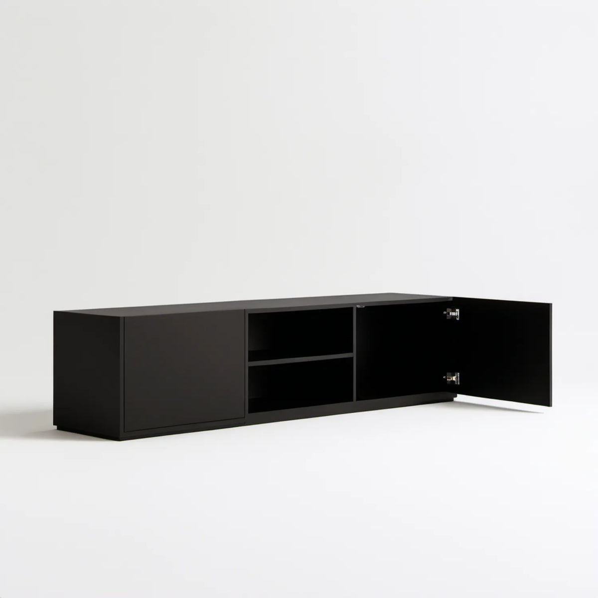 Czarna szafka RTV z płyty laminowanej 160 x 40 x 45 cm
