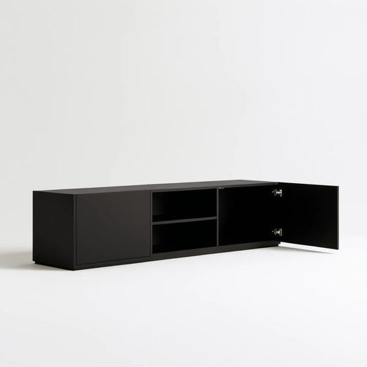 Czarna szafka RTV z płyty laminowanej 160 x 40 x 45 cm